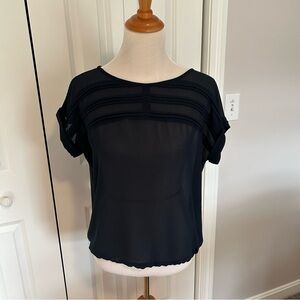 Ann Taylor Navy Blue Sheer Blouse work career